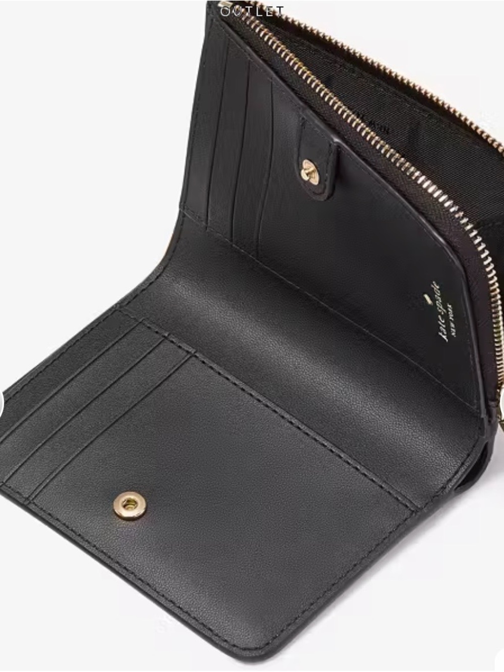 kate spade Black Leather Zip Wallet with Gold Logo - Picture 2 of 3